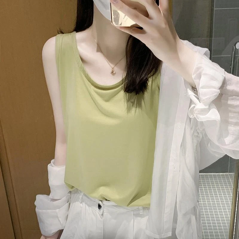 纯色极简打底宽松型舒适垂感薄款凉感工字背心吊带女夏季2025新款