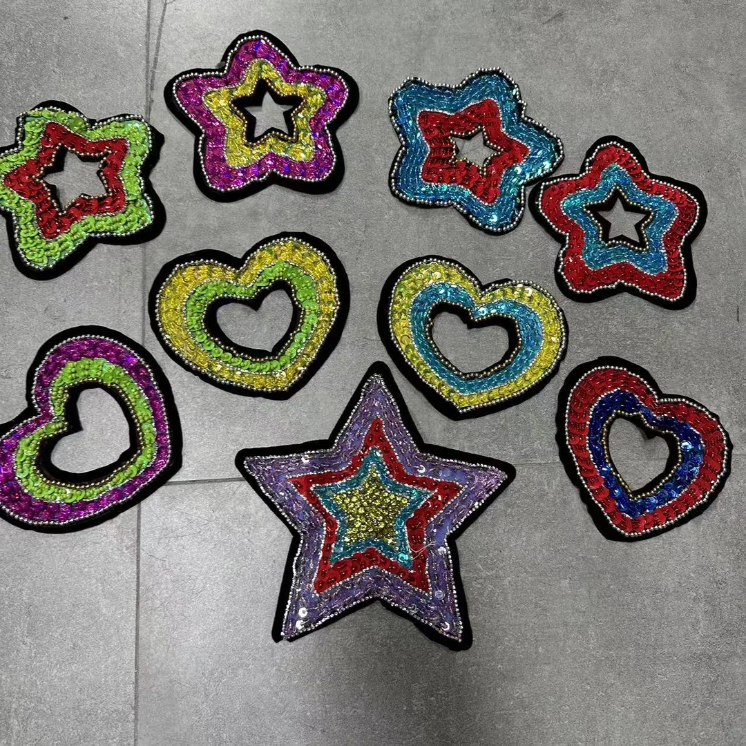 【依诺原创】新款重工手工钉珠爱心星星图图 KTT2506056