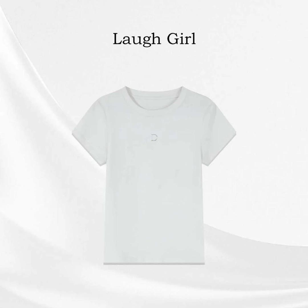 楚楚君 Laugh girl【塑形T】圆领百搭字母D短袖T恤TL53570J