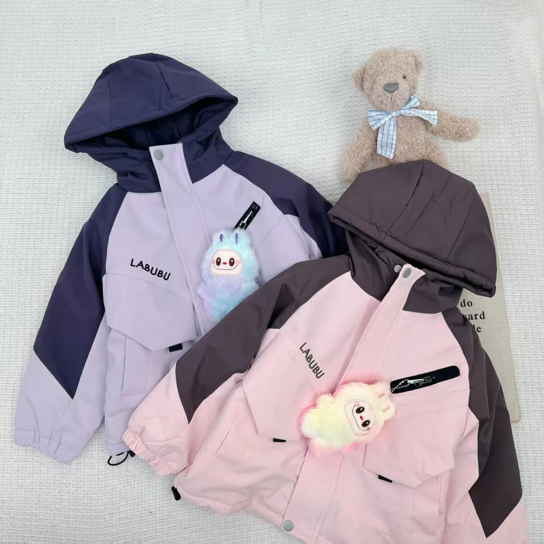 【九妈定制】2025新款女童加厚棉服拉布布玩偶冲锋衣外套