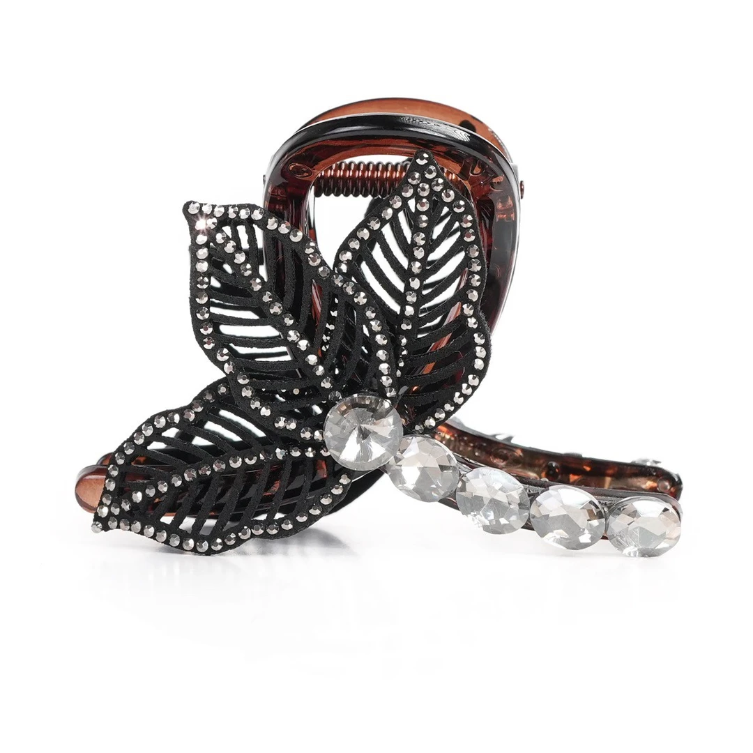 高端精致树叶中号抓夹女高级感洋气后脑勺盘发鲨鱼夹马尾夹2608