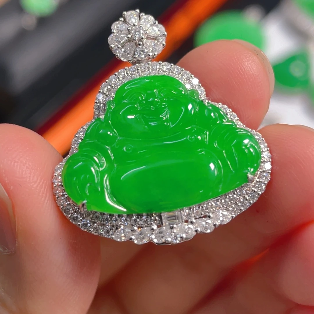 翡翠18K金镶嵌吊坠(不含链)