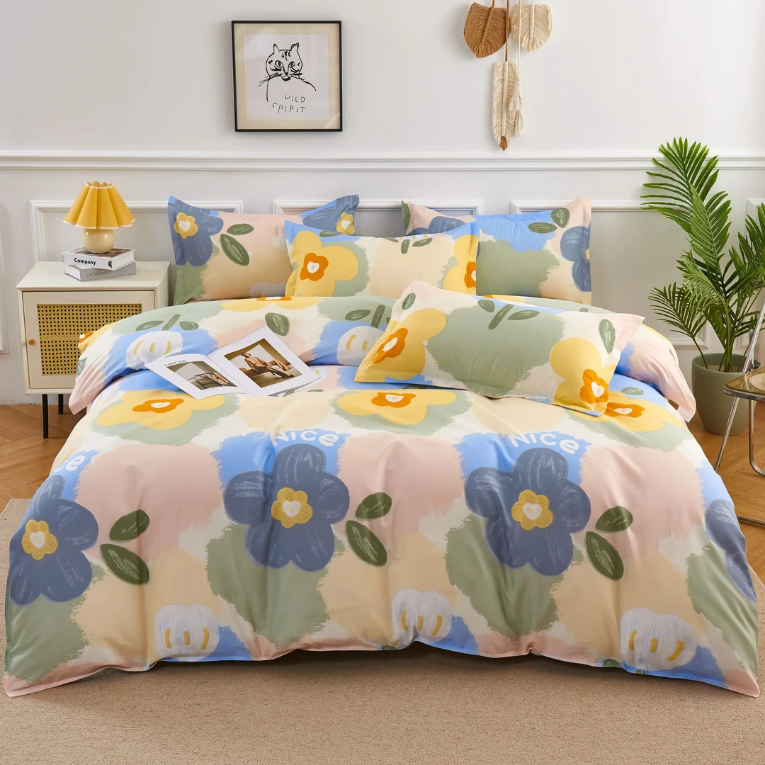 秋冬四件套床单被套被罩单双人学生宿舍床加厚磨毛小清新斜纹床上