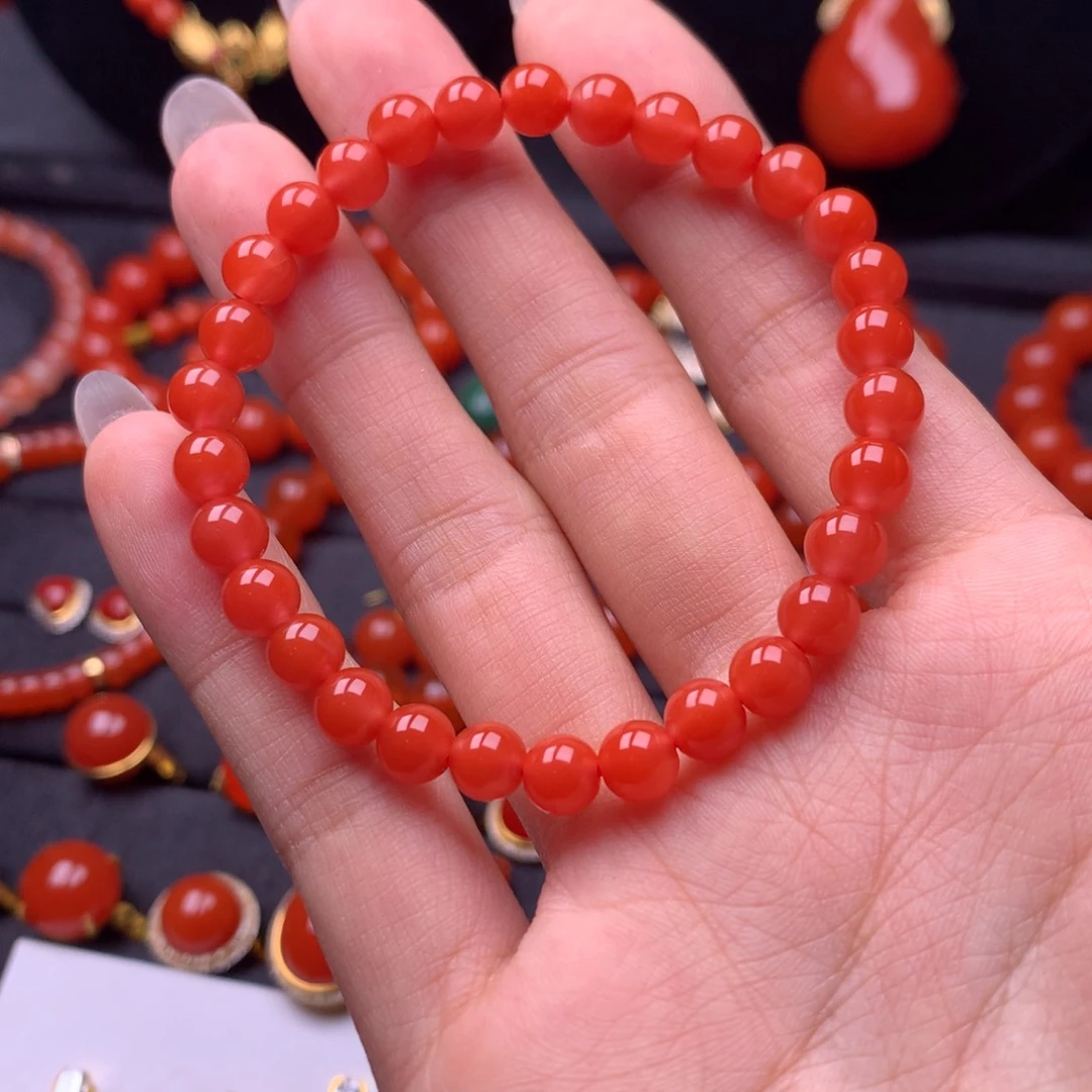 【闪购商品】未镶嵌手串南红玛瑙保山南红原矿柿子锦单圈