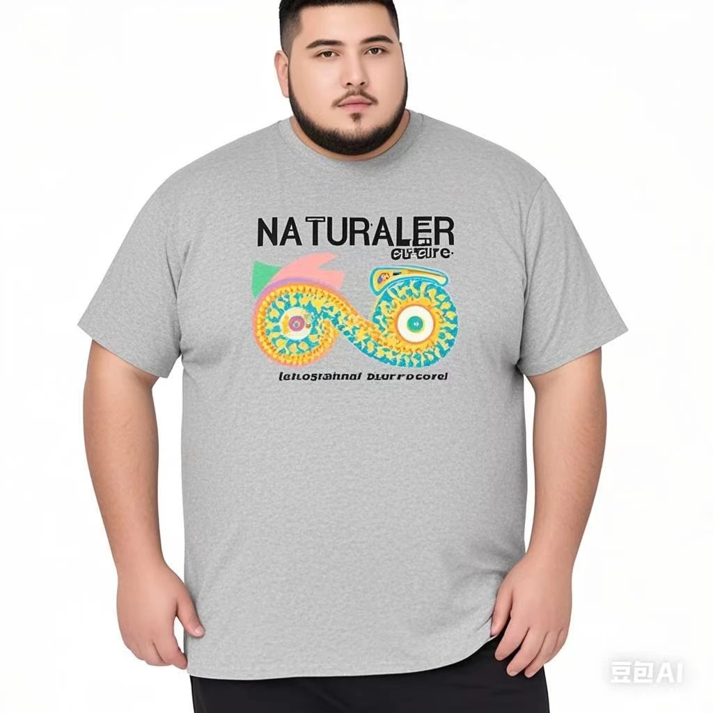 宽松大码男士T恤 夏季200-300斤胖胖大号加肥半袖 纯棉大圆领 短t