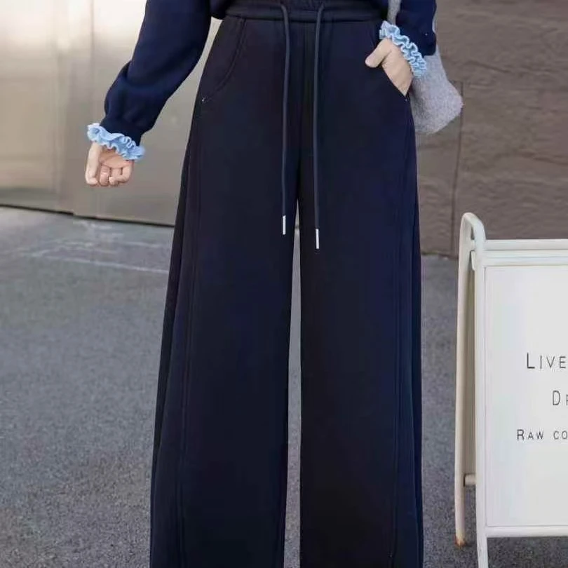 冬季加绒加厚女款阔腿休闲百搭卫裤裤长102左右