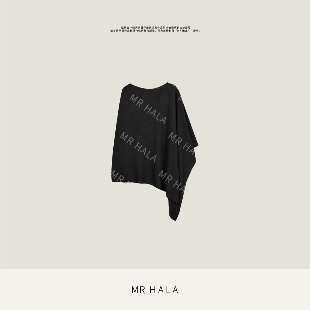 MRHALA 瑞雪盈感棉麻混纺针织斗篷上衣女 LT40533