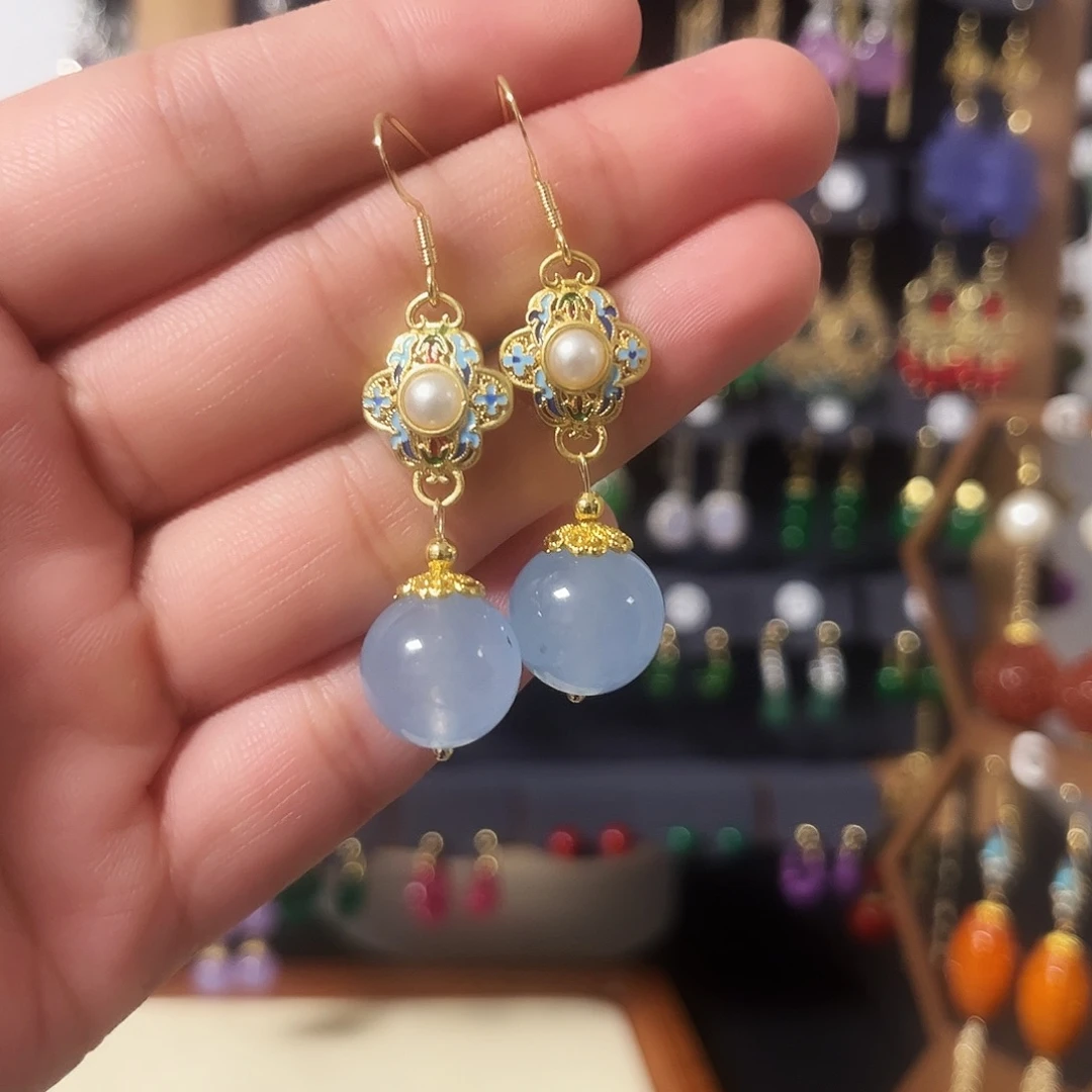 锆石纯铜925银耳饰