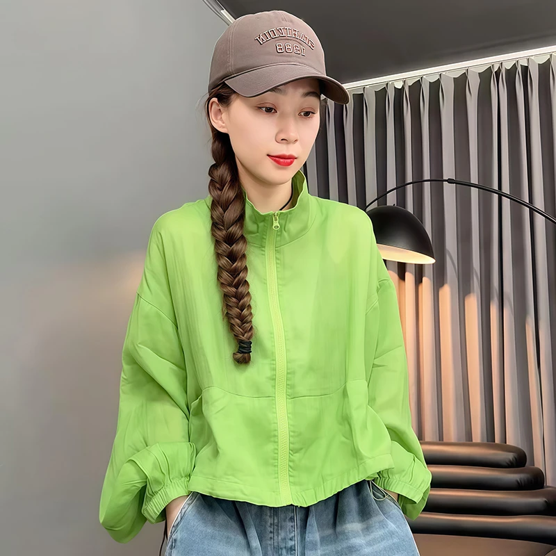 减龄遮肉设计感纯色长袖衬衫女2025年夏季新款简约百搭拉链外套潮