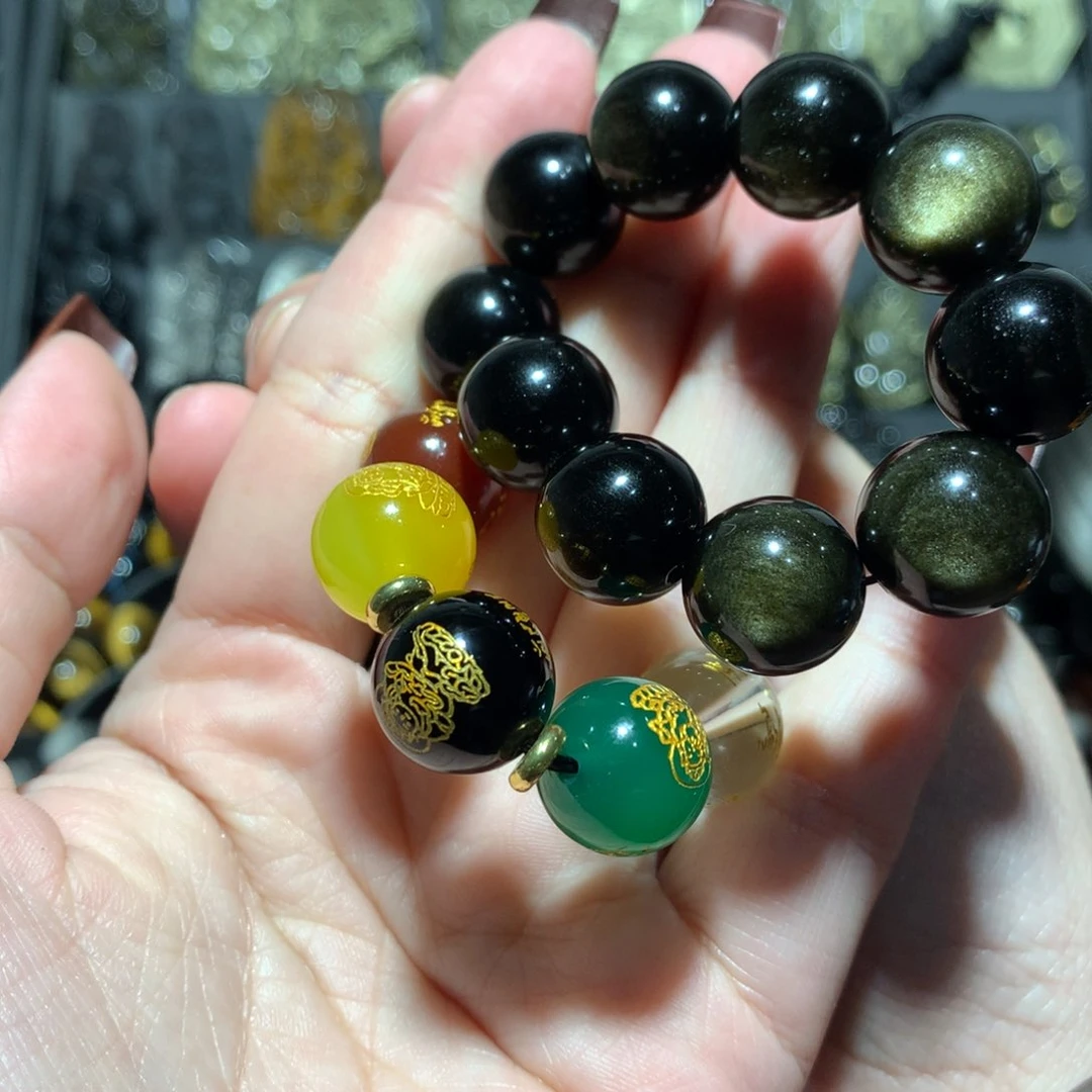 未镶嵌黑曜岩手串用****0定制
