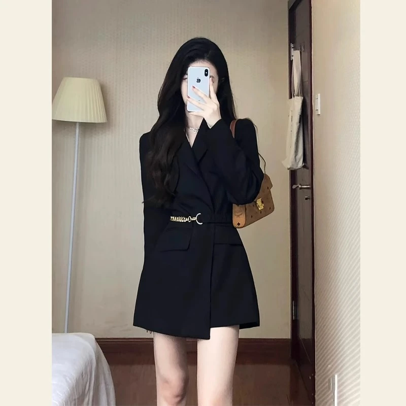 黑色西装外套女气质名媛高级感2025年新款春秋小个子收腰显瘦西服