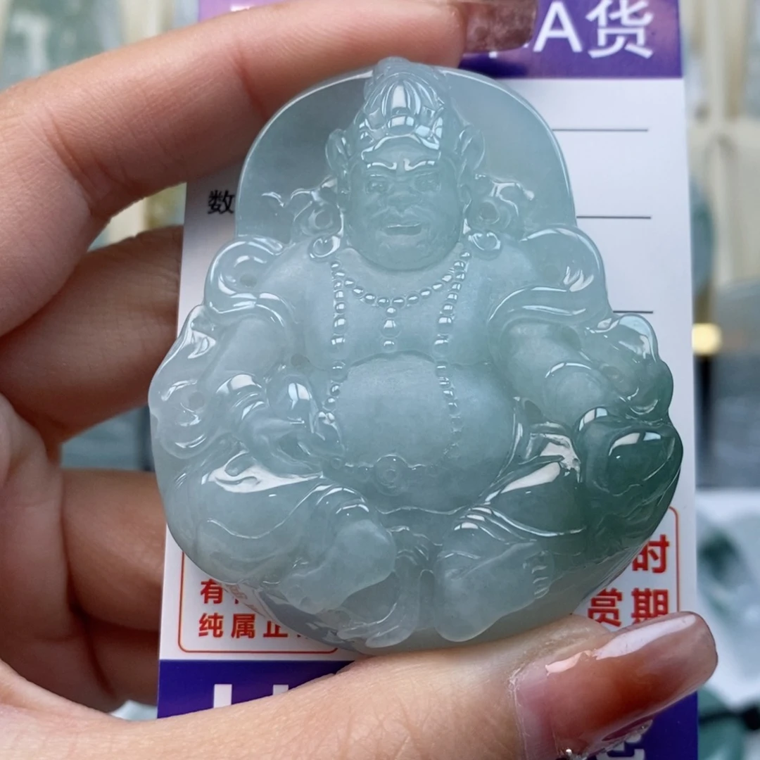 翡翠颈饰未镶嵌黄财神天然缅甸翡翠