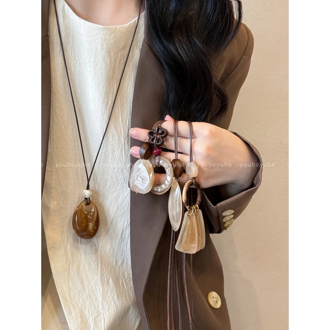 钛钢项链 中式美学_ 复古长款项链女2025新款毛衣链小众设计配饰