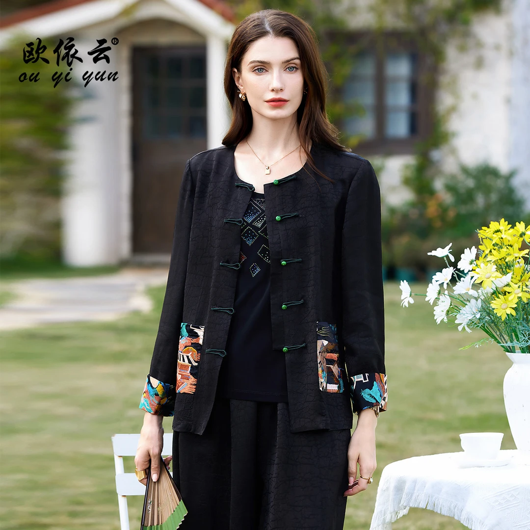 50635欧依云新中式国风短外套中年女显瘦气质洋气妈妈春装上衣