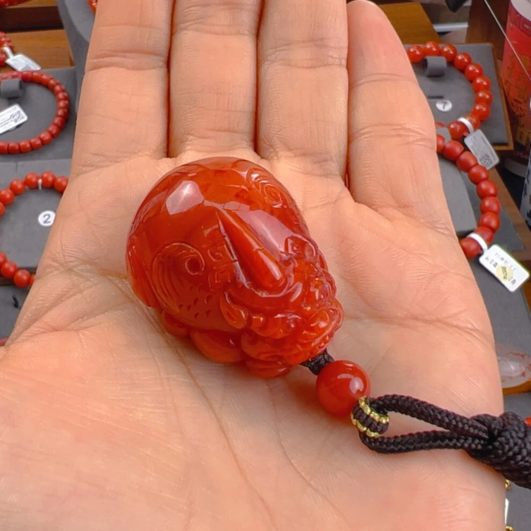南红玛瑙未镶嵌吊坠(赠链)貔貅吊坠