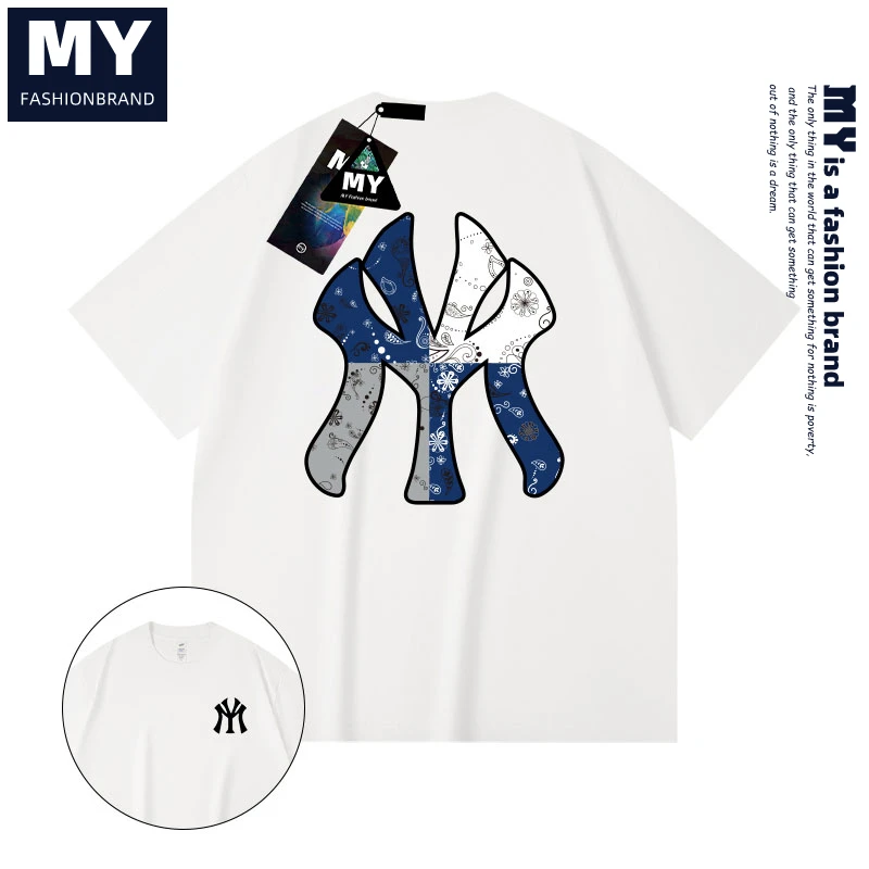 MY联名美式高街短袖t恤男士2025新款潮牌ins情侣大码宽松半袖