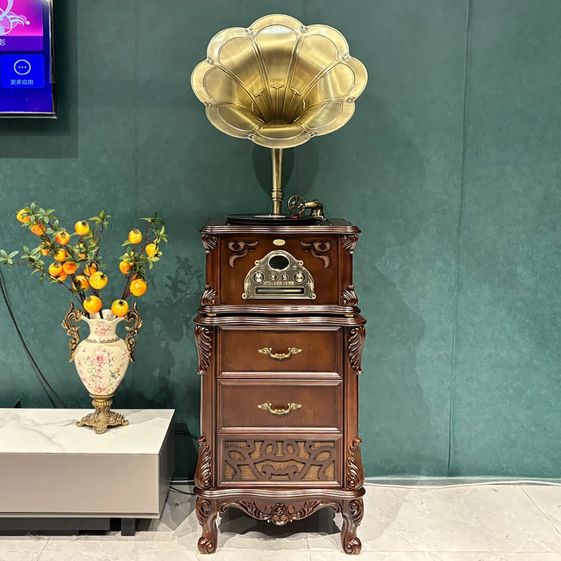 ODN/欧蒂诺留声机客厅老式复古黑胶唱片机CD家用音响一体机电唱机