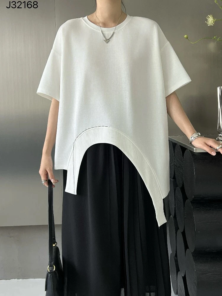 2581短袖百搭常规款通勤韩版圆领开叉