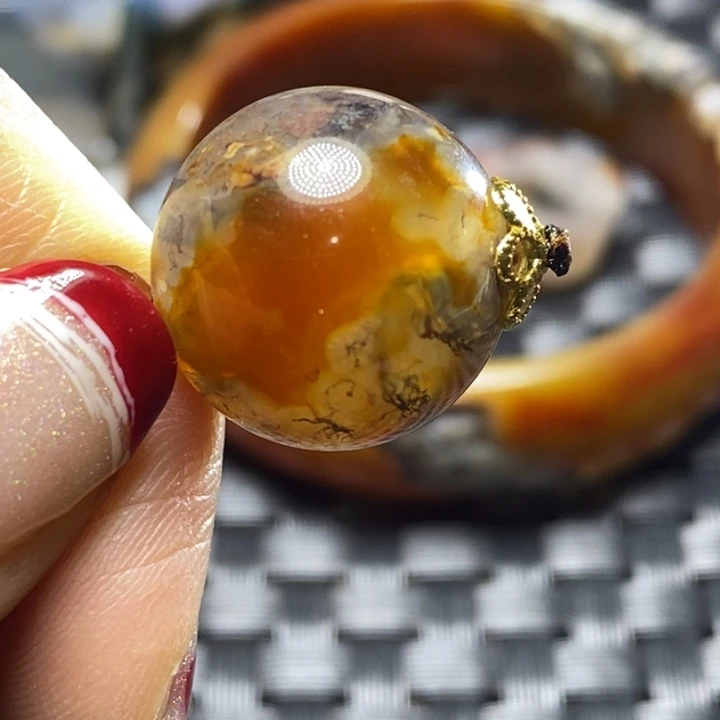 玛瑙/玉髓颈饰足银镀金镶嵌爱*