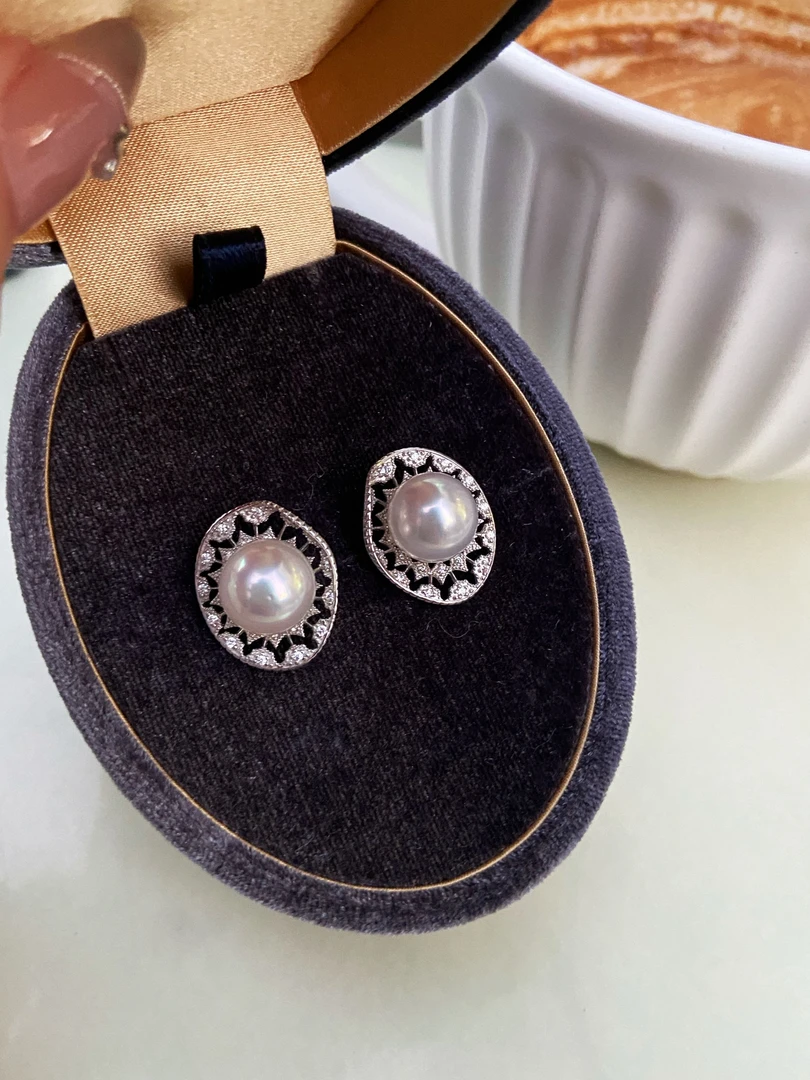 正品海水珍珠澳白珍珠耳环浪漫蕾丝如梦系列