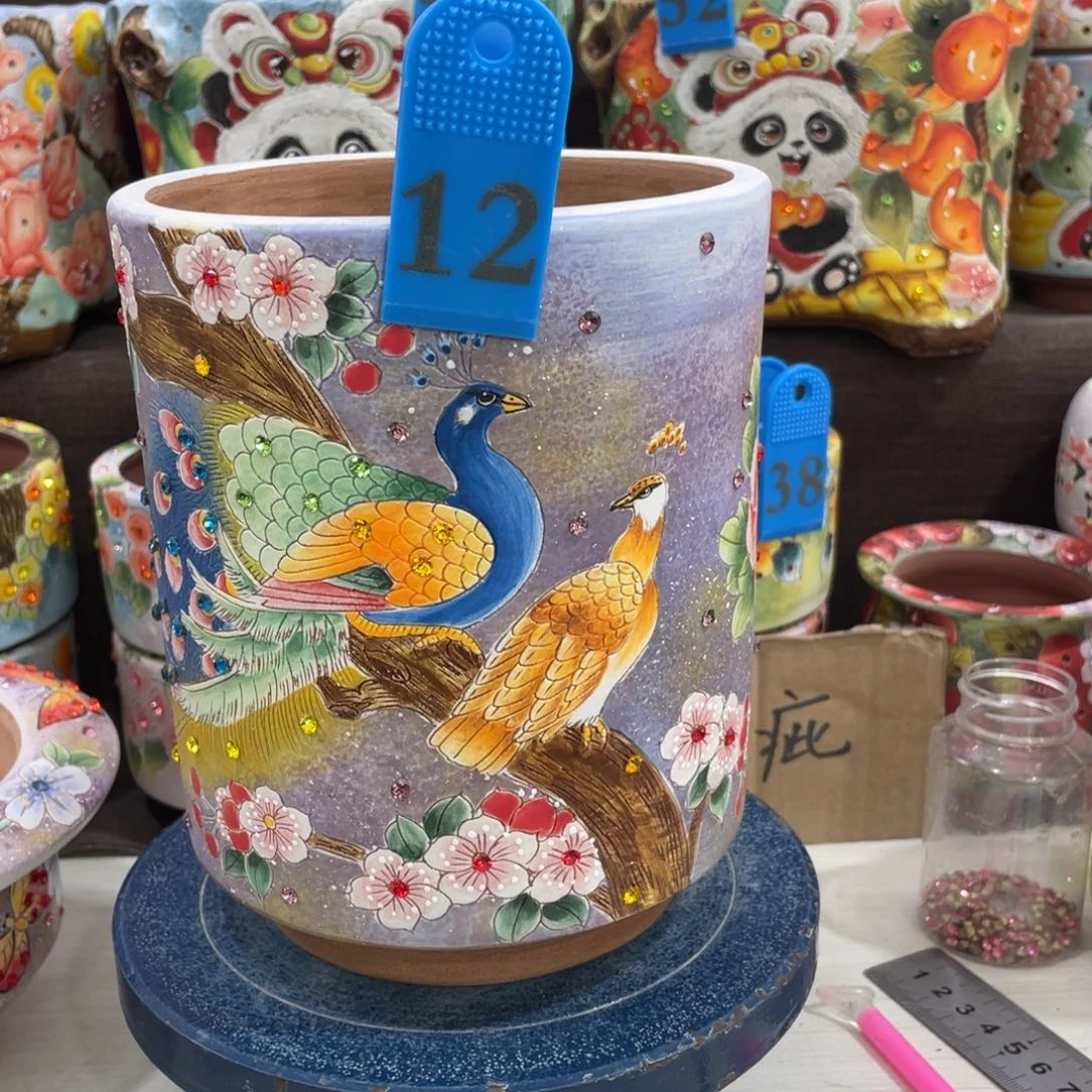 红陶倩**寻多肉花盆直筒孔雀