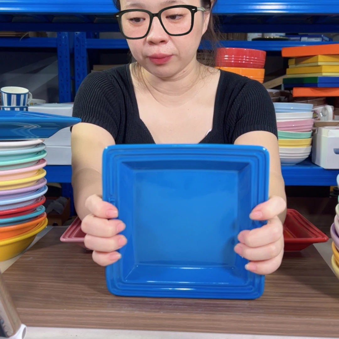 陶瓷马赛蓝小方盘