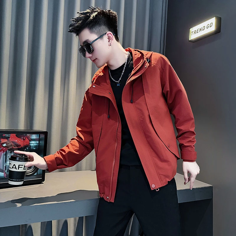 多口袋连帽长袖夹克秋季拉链外套秋装免烫潮流韩版