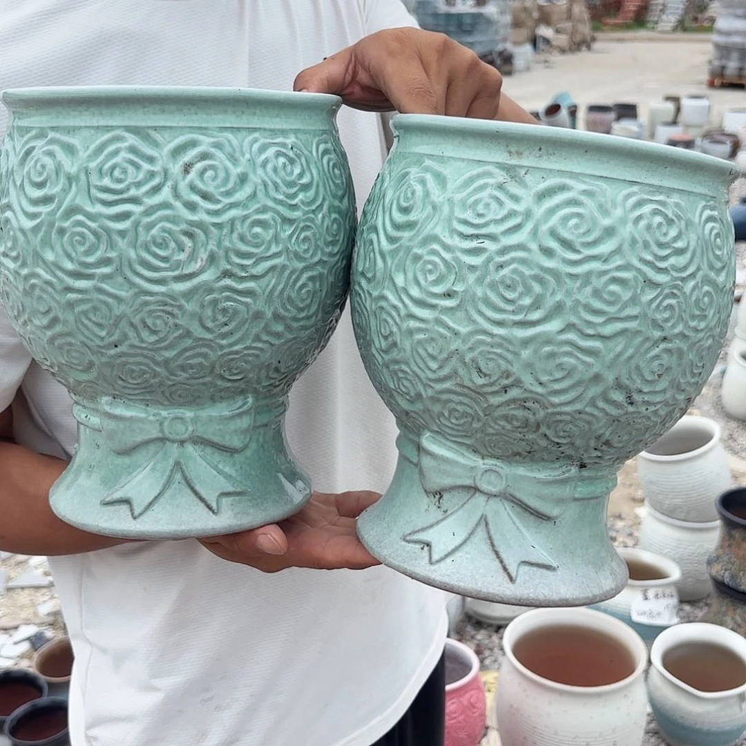 绿玫瑰两个口径18高度23