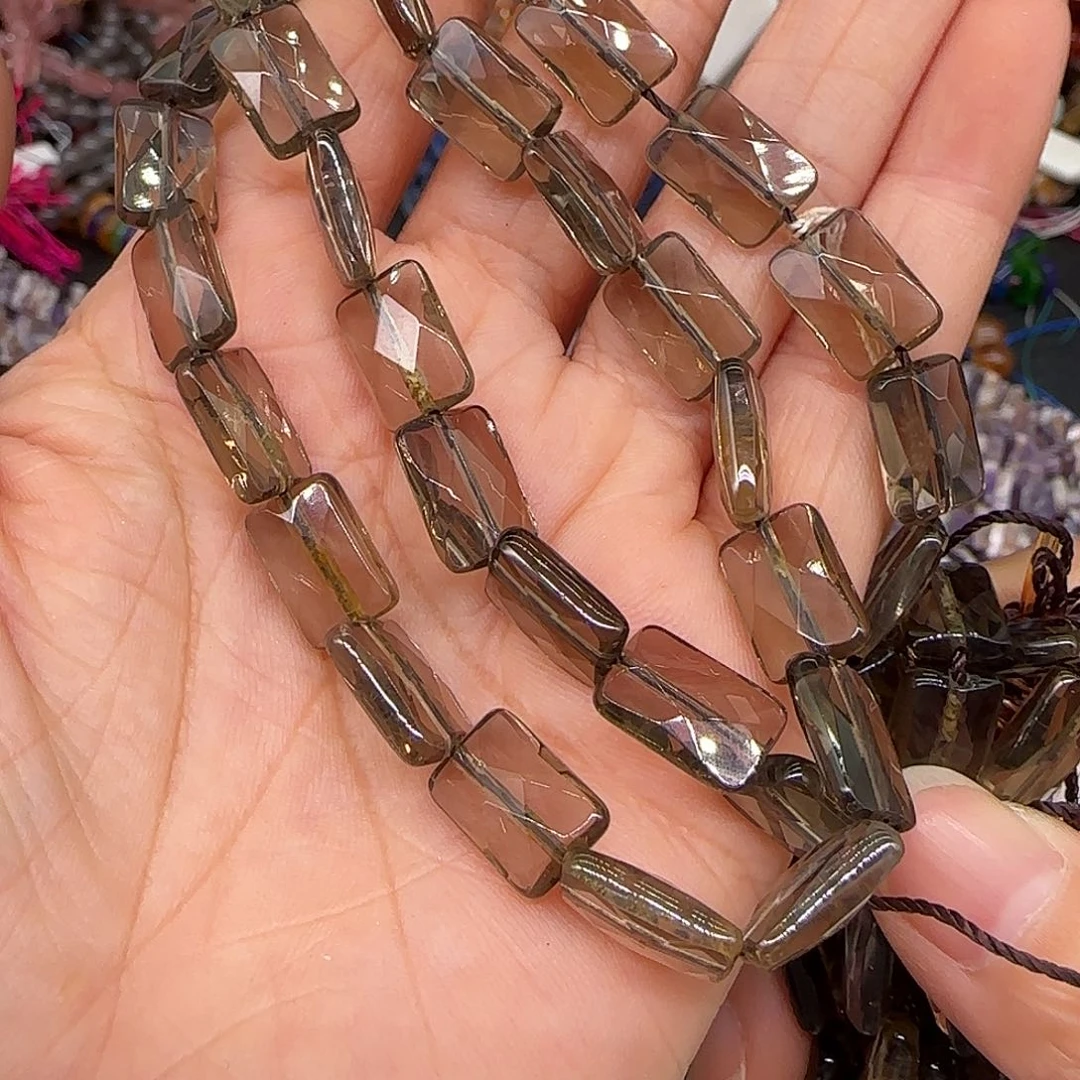 玛瑙/玉髓合金珠宝半成品宙斯茶晶8mm方块一条