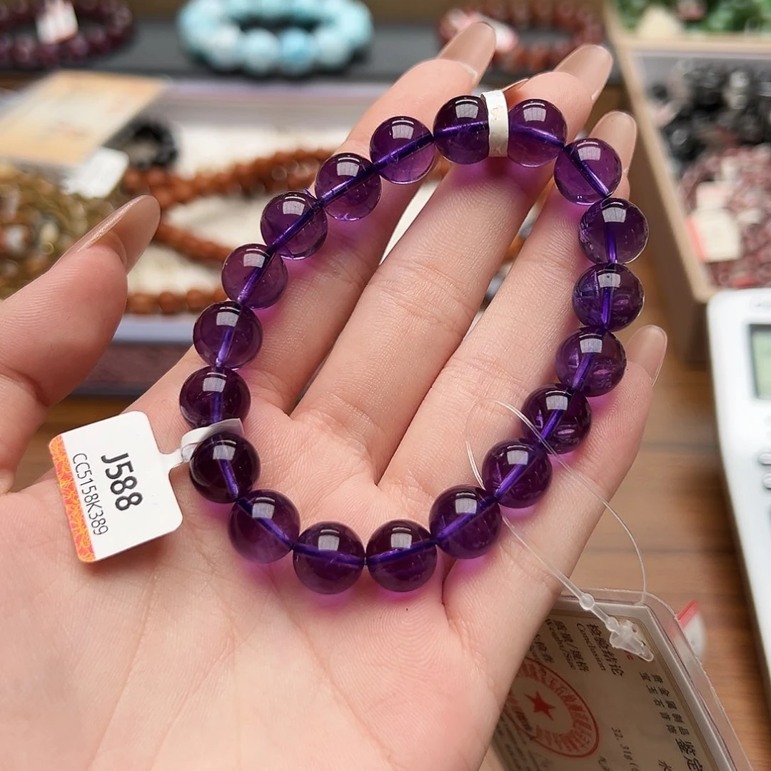 未镶嵌手链水晶漂****女J588乌拉圭紫水晶11+