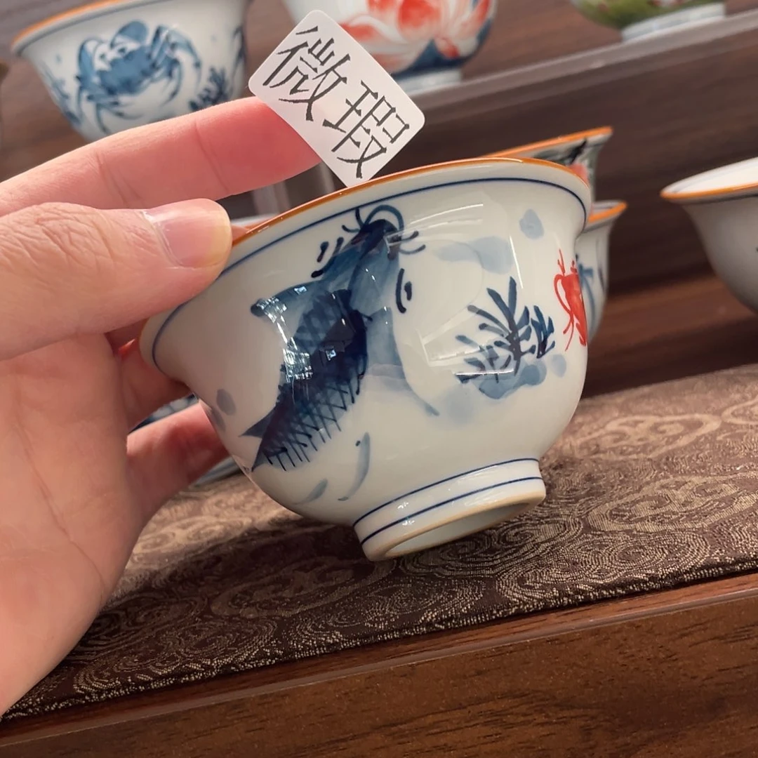 釉下手绘茶具微瑕