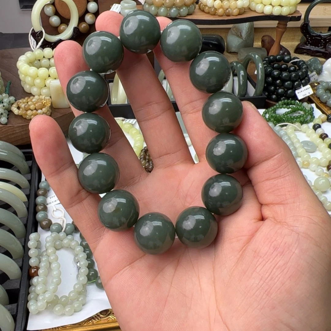 和田玉未镶嵌手链卡18且末蓝