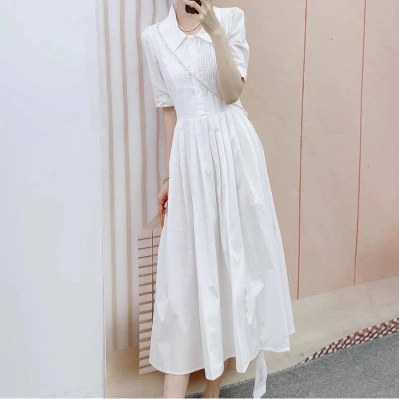 710清D1夏季品牌专柜新品时尚淑女白月光学院风娃娃裙连衣裙