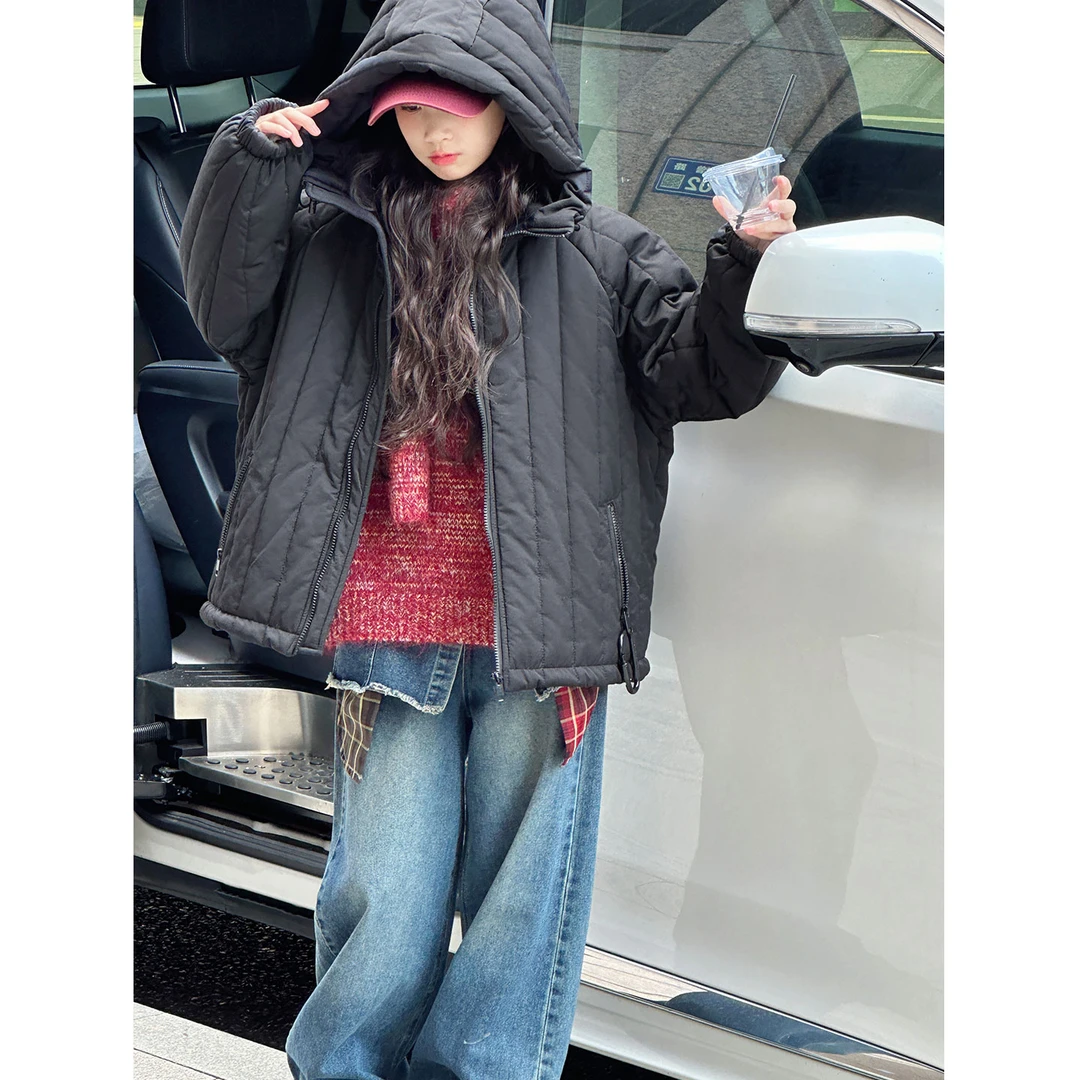 K30199孙小美女童棉服袄秋冬装2025新款儿童加厚棉衣外套保暖连帽