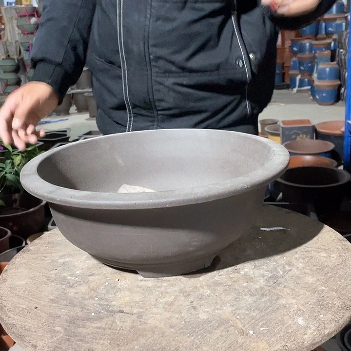 紫砂33紫泥大碗盆花盆