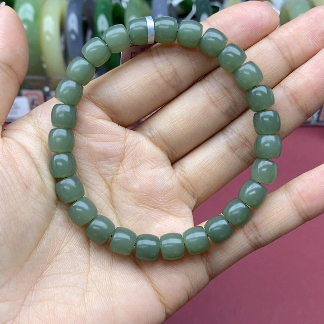 和田玉手串未镶嵌卡8