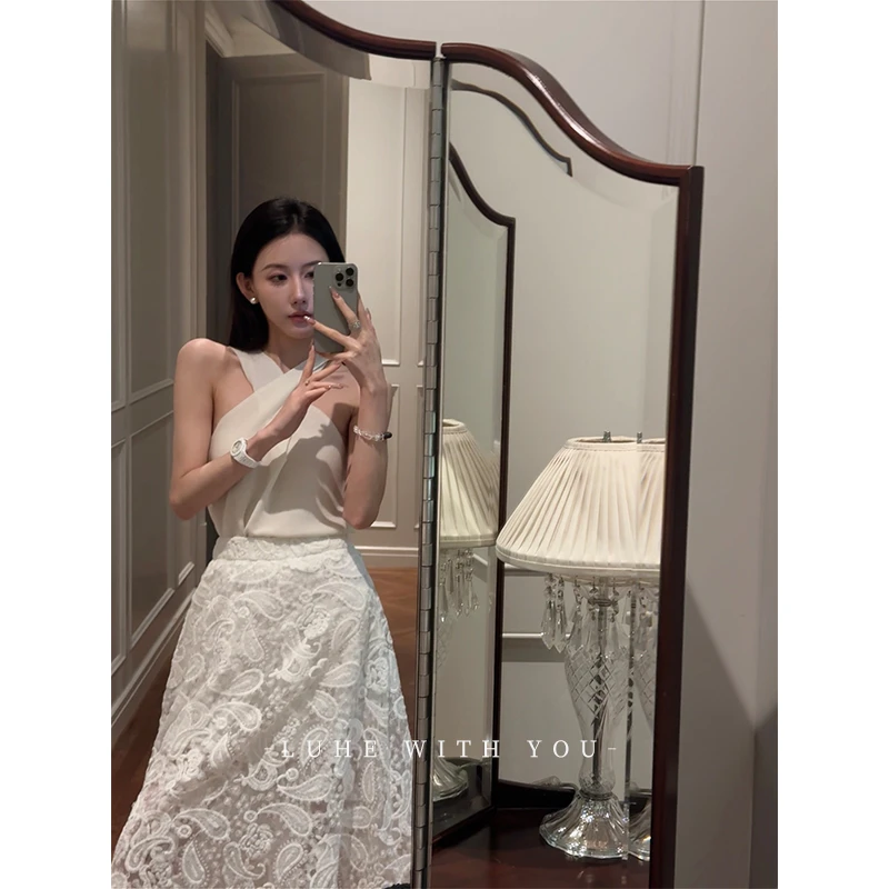 LUHE【云朵花蕾】hehe私服~莱赛尔亚麻针织衫+高棉绣花裤