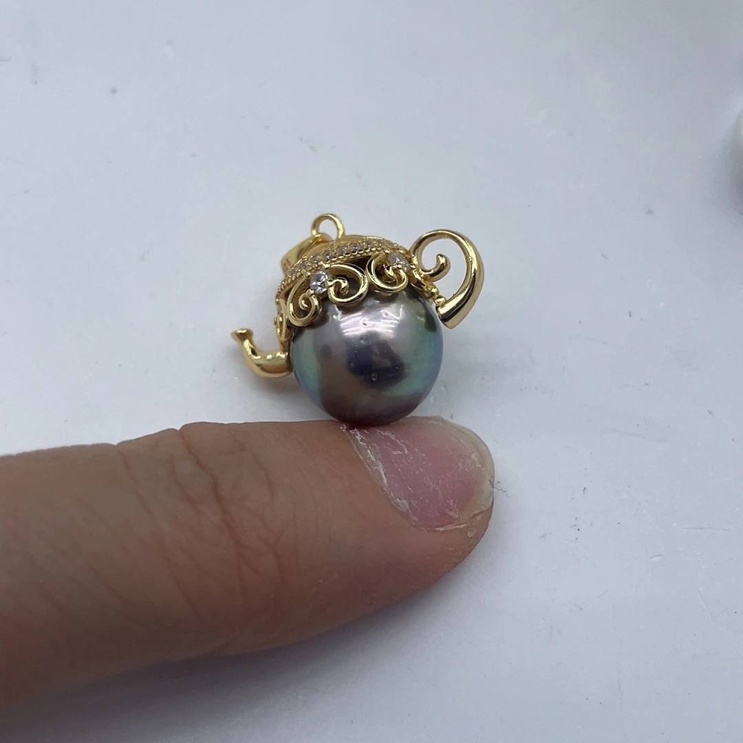 银S925镶嵌海水珍珠吊坠(不含链)