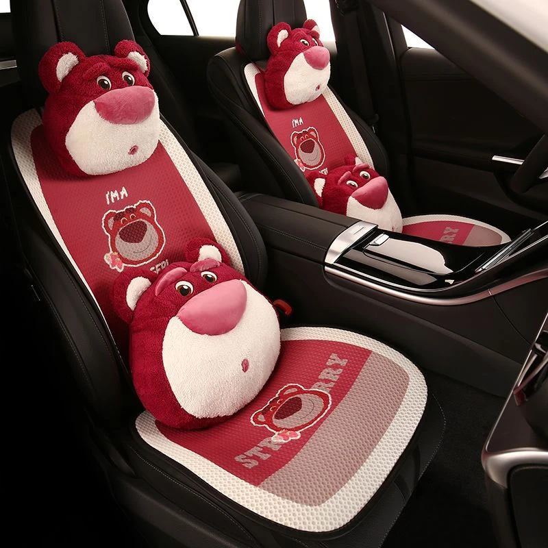 座椅防滑坐垫车载夏季座垫草莓汽车坐垫可爱内卡通通用四季透气车