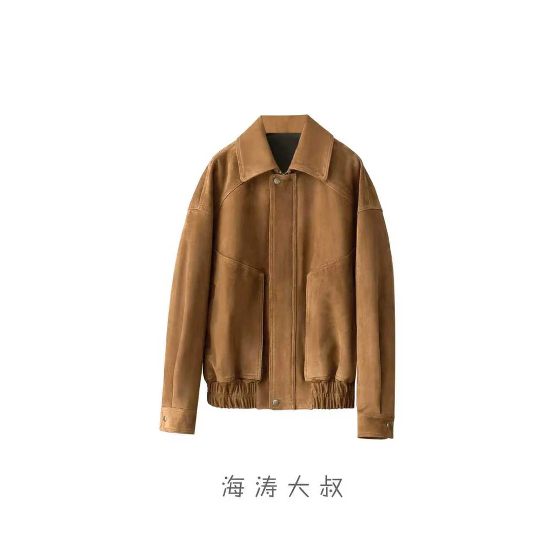 【海涛大叔】「摩登都市」杨树林同款复古感哑光皮衣外套