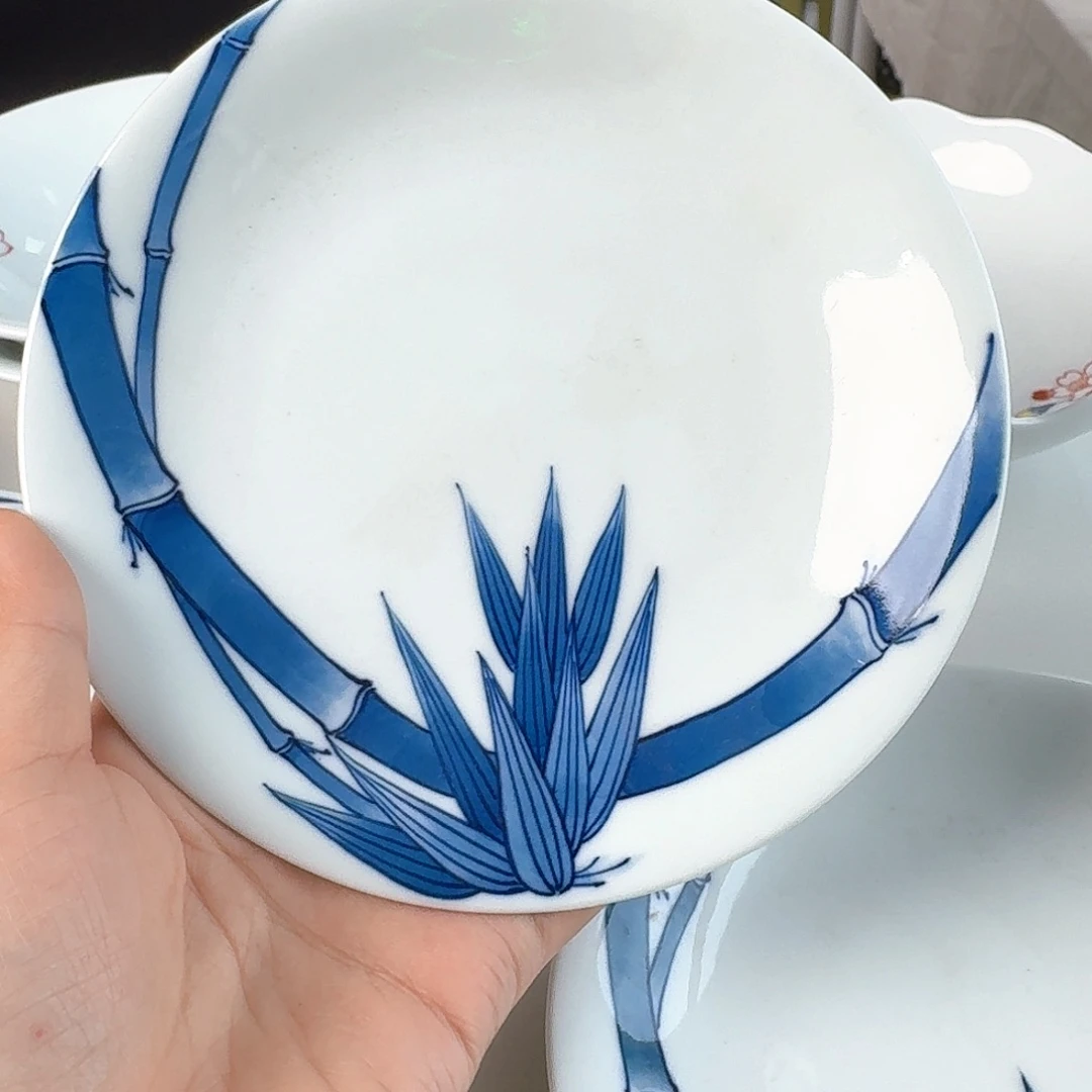 瓷片色锅岛竹绘15厘米碟子