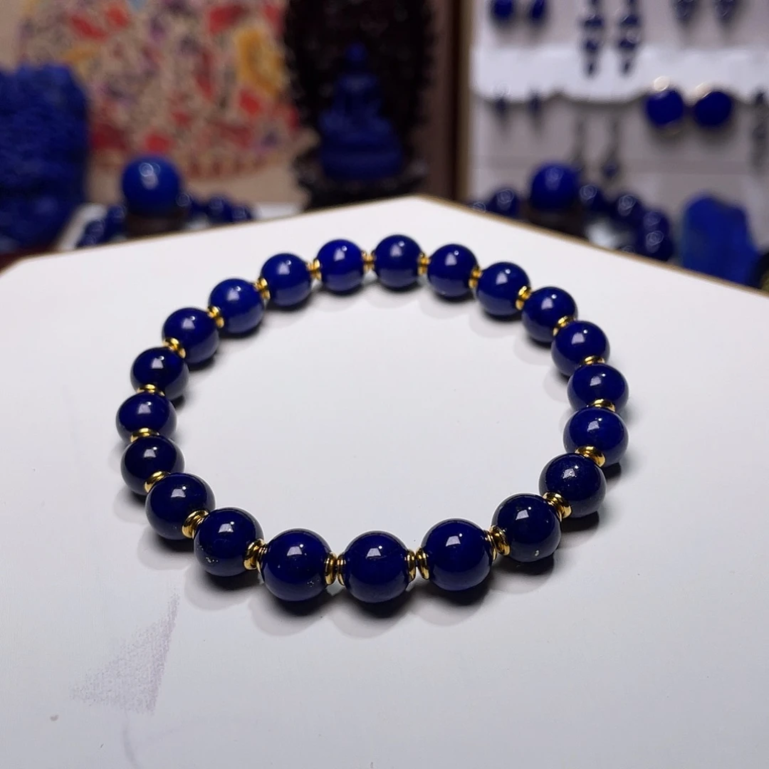 青金石18K金镶嵌精品黑加仑手串