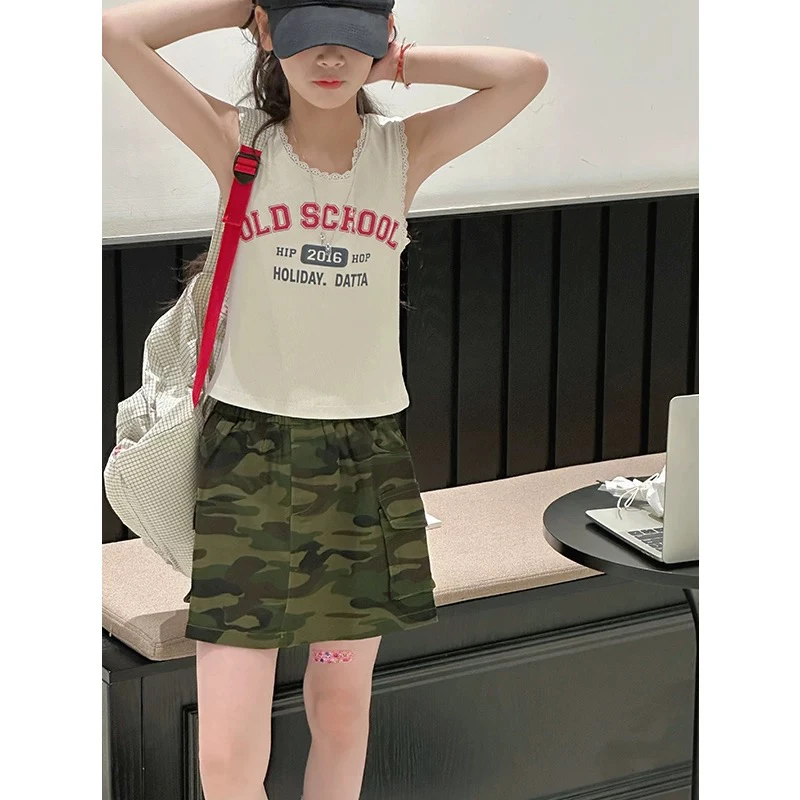 3625童装领口蕾丝花边无袖背心