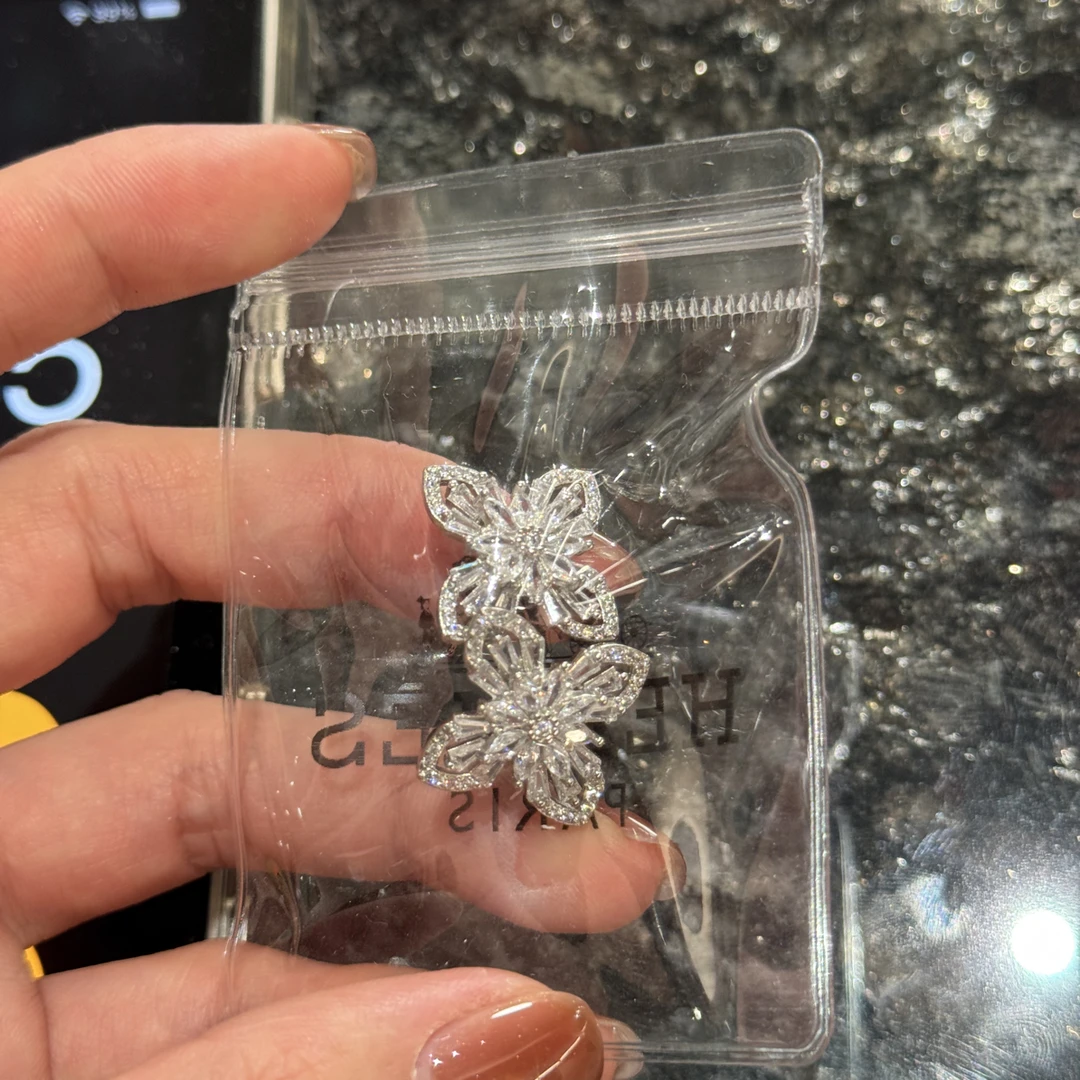 合金合成锆石耳饰 18号冰晶雪花耳钉