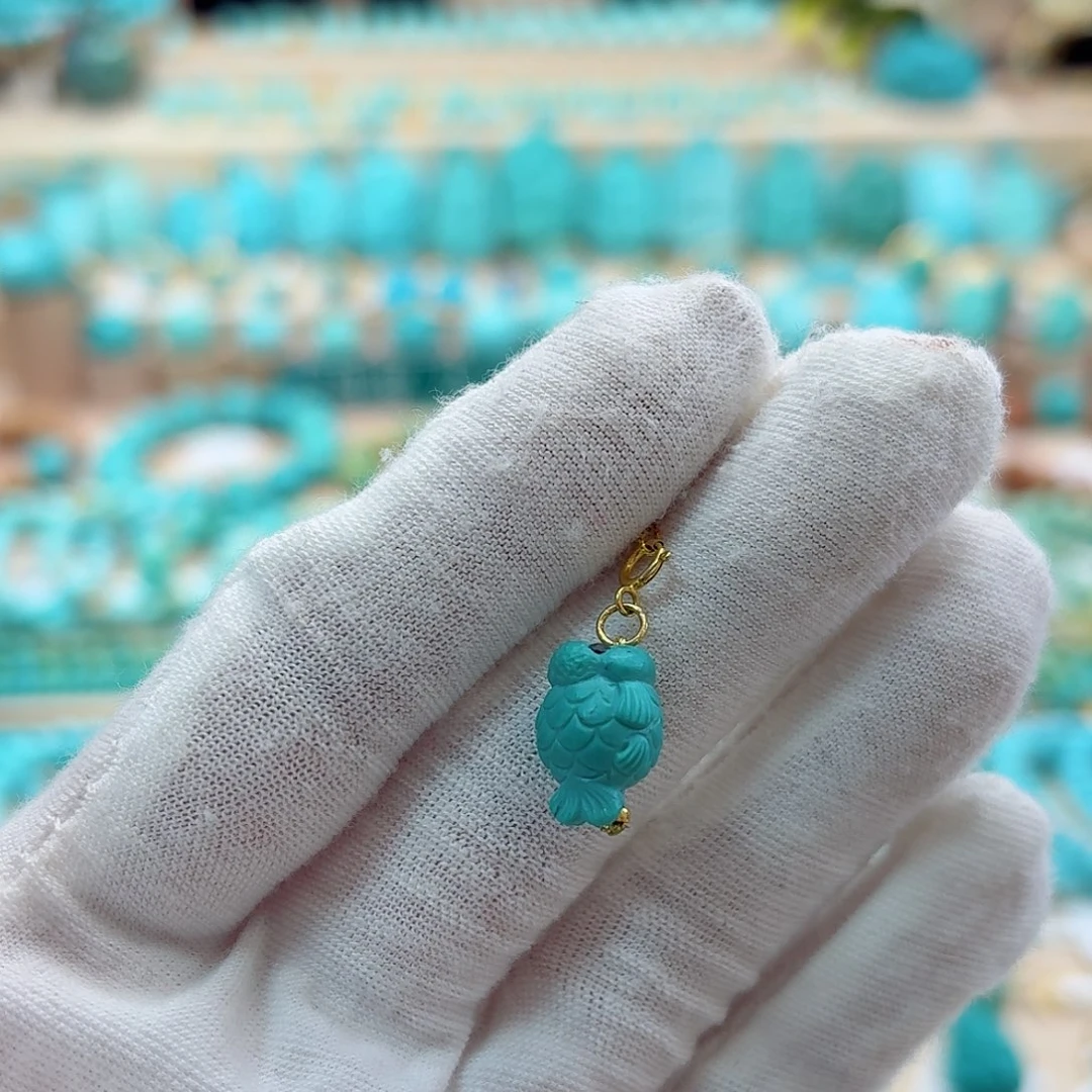 绿松石18K金镶嵌珠宝奇石