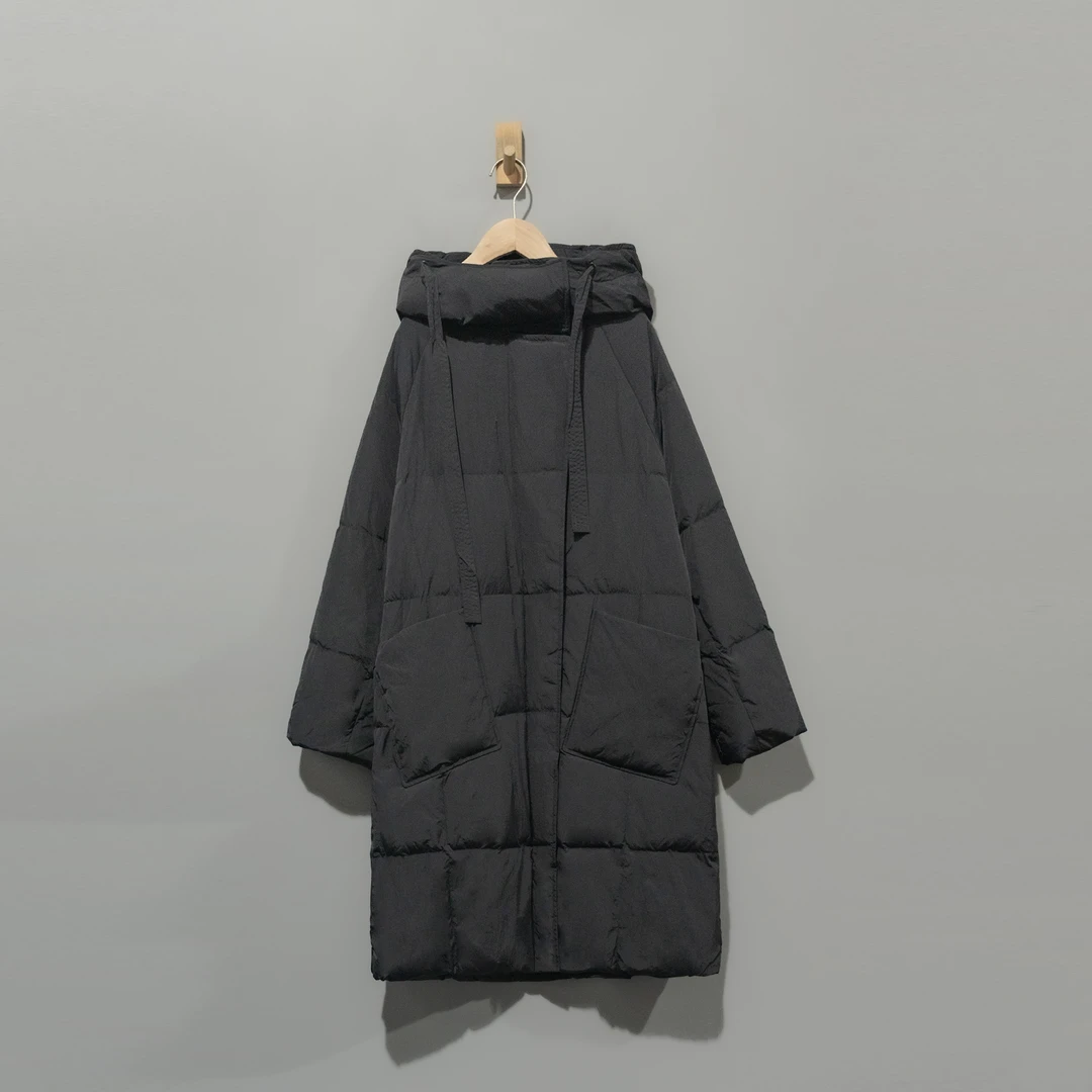【且听风吟】0516486高货白鸭绒320克连帽长款羽绒服衣长103胸围140