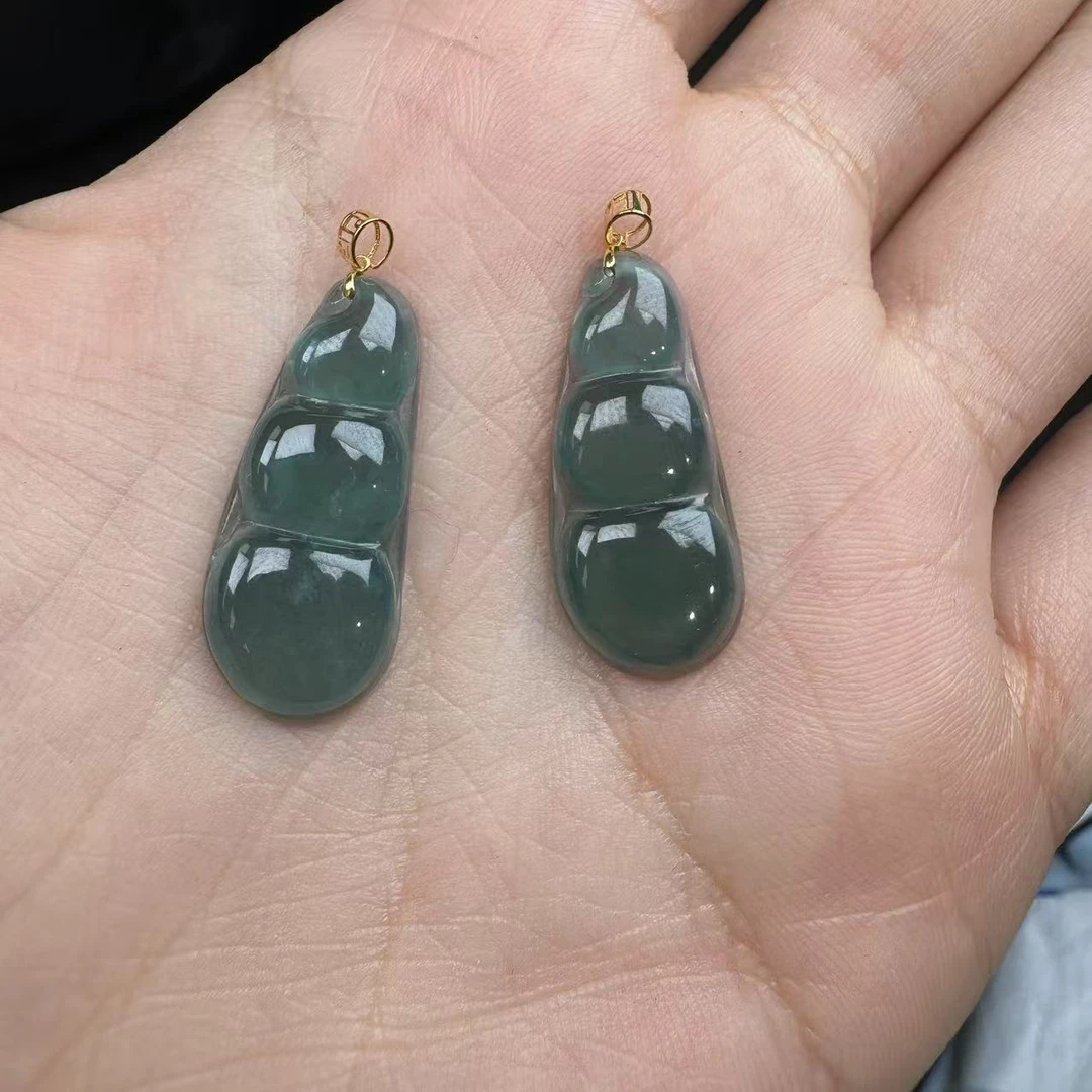 【玉经纶】30281/Q104-天然A货翡翠豆子吊坠-多样性发其一