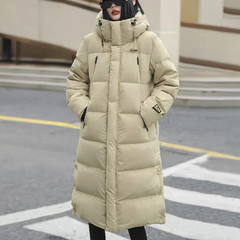 （抗寒过膝长款羽绒服）B39冬季加厚蓬松休闲百搭保暖羽绒服H