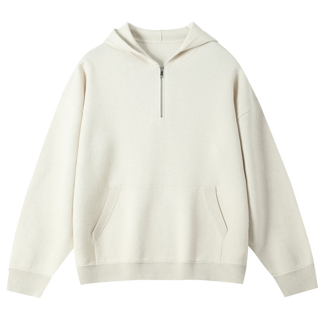 连帽套头款秋季拉链卫衣纯色秋冬加厚常规免烫不缩水不起球针织衫