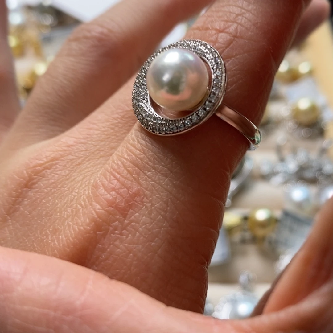 海水珍珠戒指银S925镶嵌